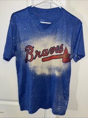 Vintage Style Splatter Atlanta Braves skinny thin baseball t ⚾️shirt Tomahawk M